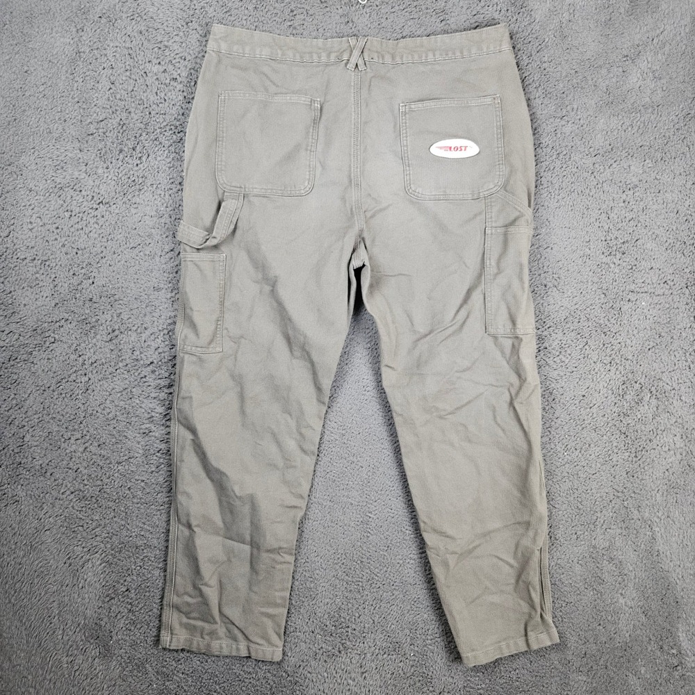 Lost Enterprises Mens 34 Carpenter Pants Olive Gray Skater Workwear Y2K - Picture 8 of 11
